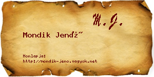 Mondik Jenő névjegykártya